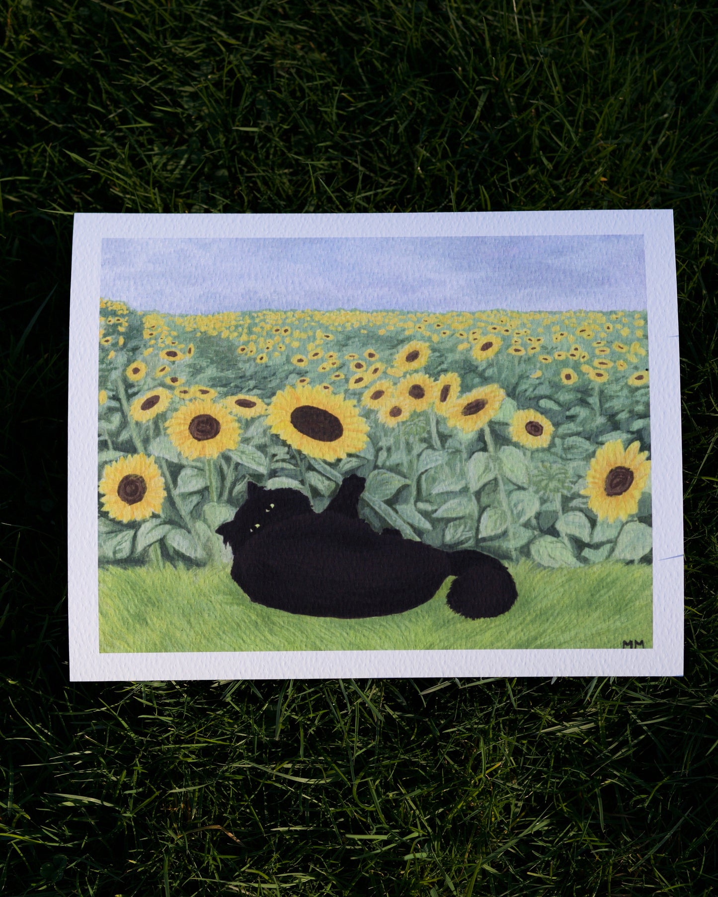 Sunflower Cat Print 8x10