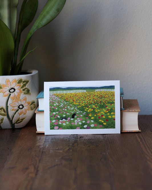 Kitty in the Flower Field Print