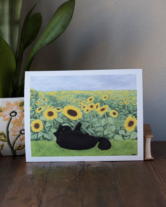 Sunflower Cat Print 8x10