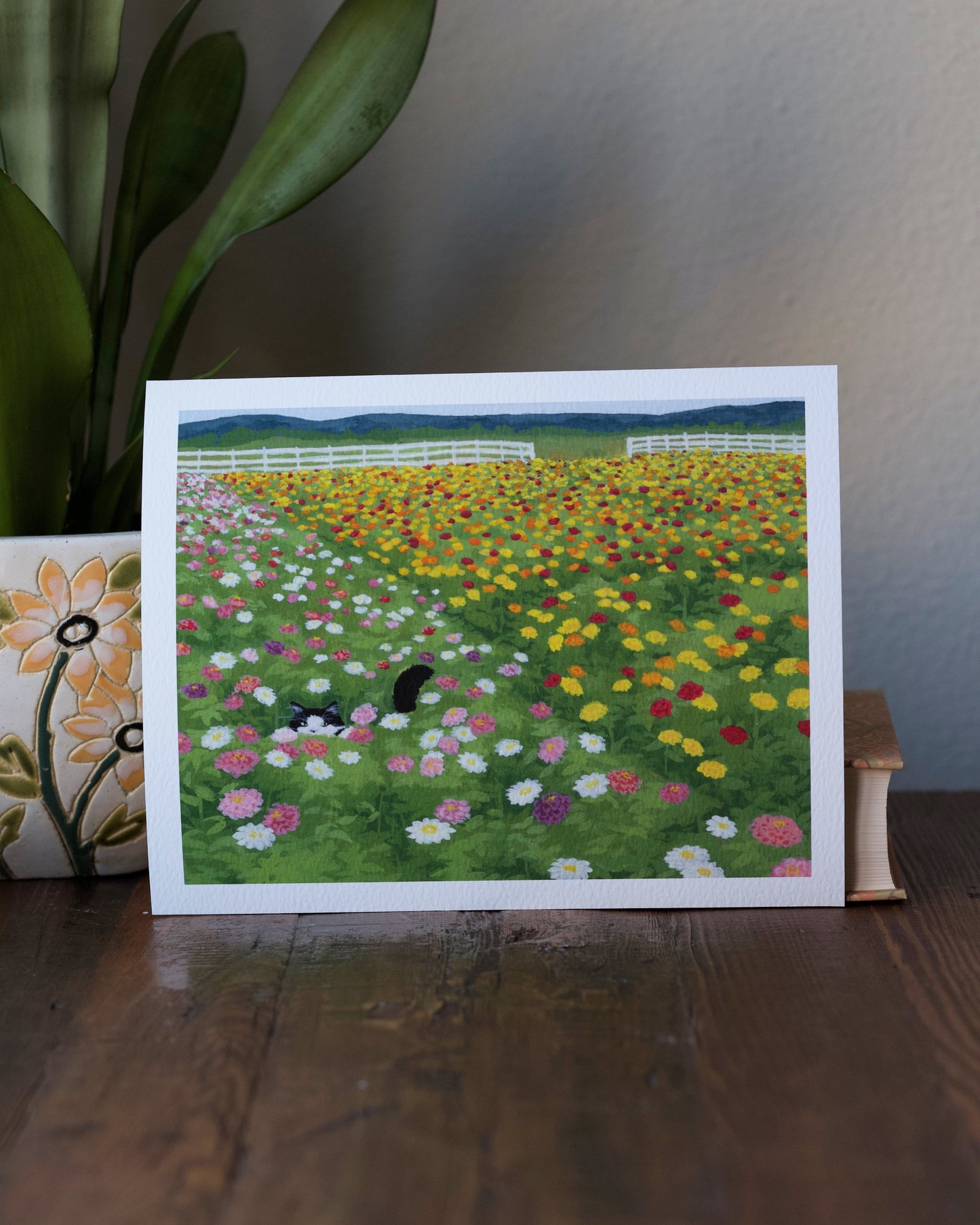 Kitty in the Flower Field Print